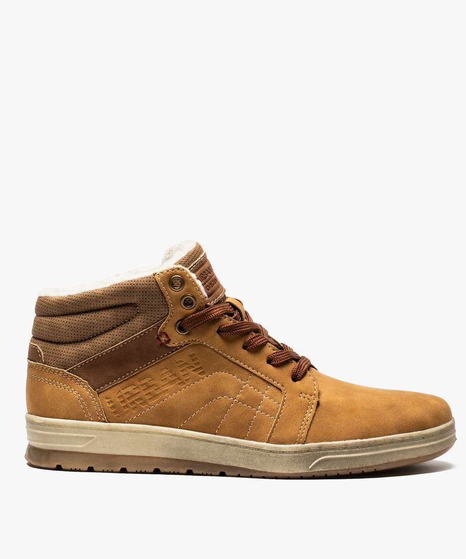 baskets homme mi montantes a doublure chaude orange baskets et tennis promos GEMO