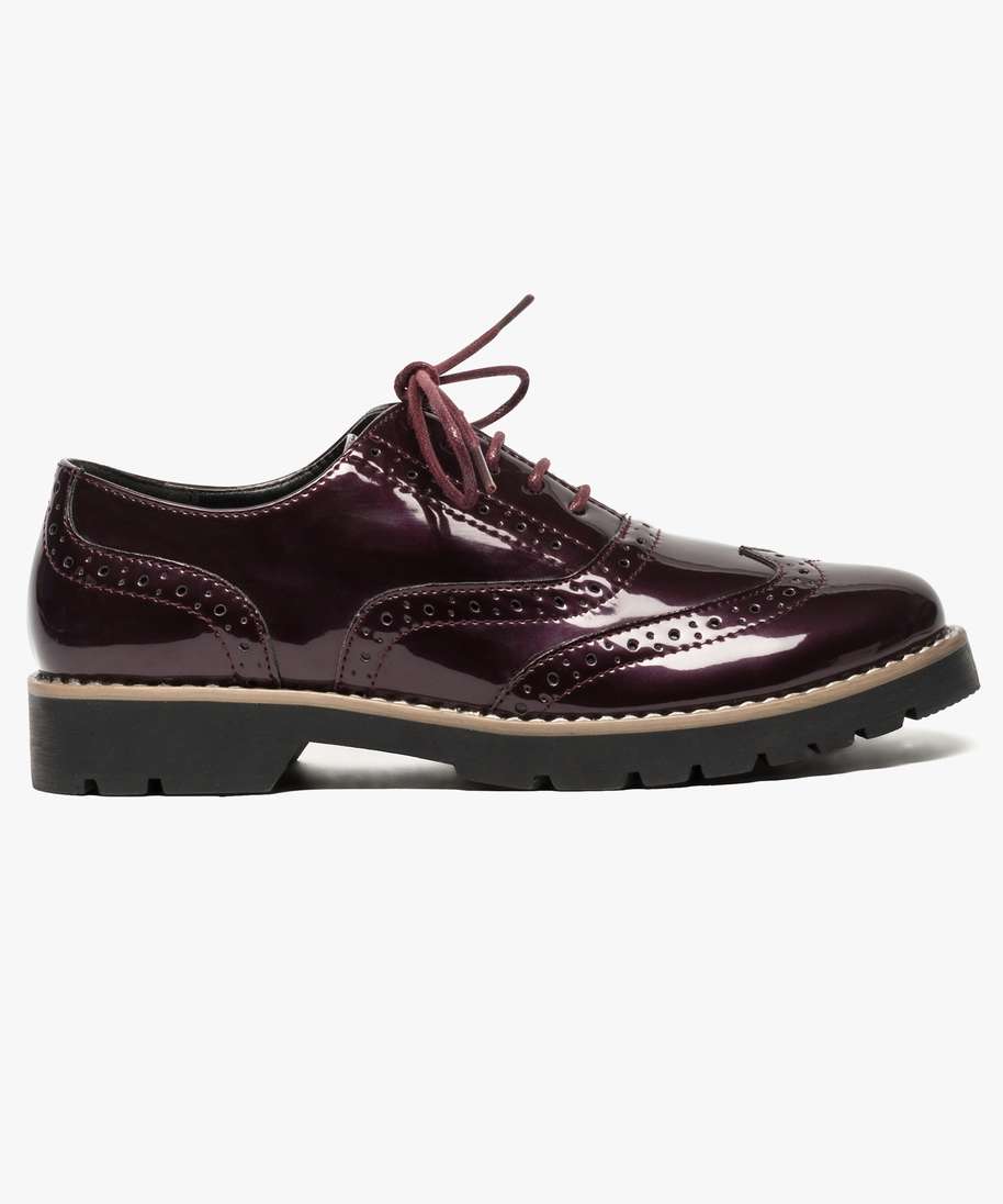 Derbies femme sales rouge bordeaux