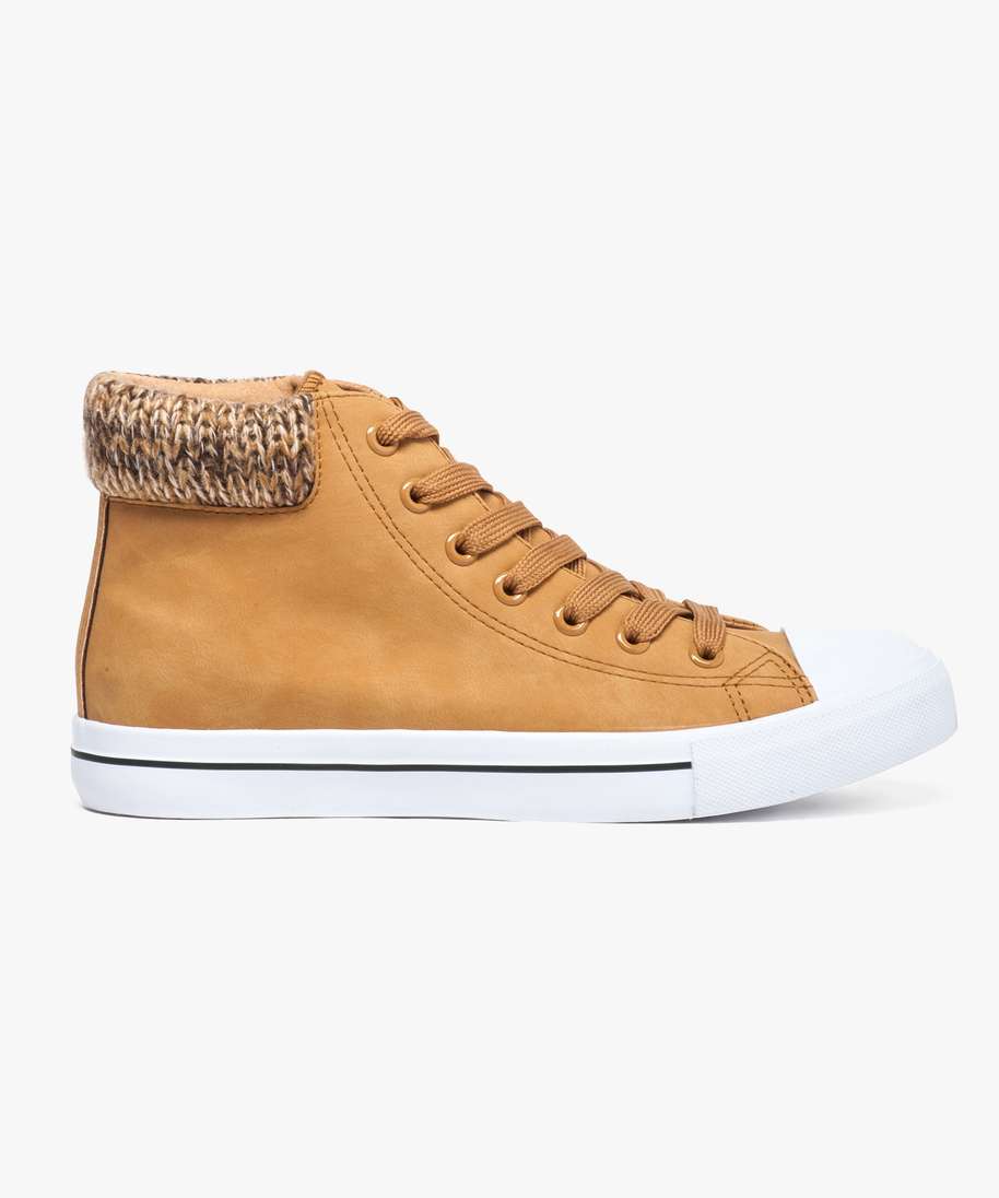 basket montante a col beige standard baskets montantes femme GEMO