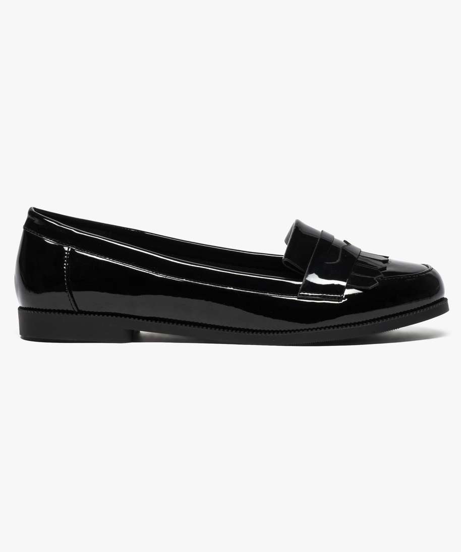 mocassin plat a patte mexicaine noir mocassins femme GEMO