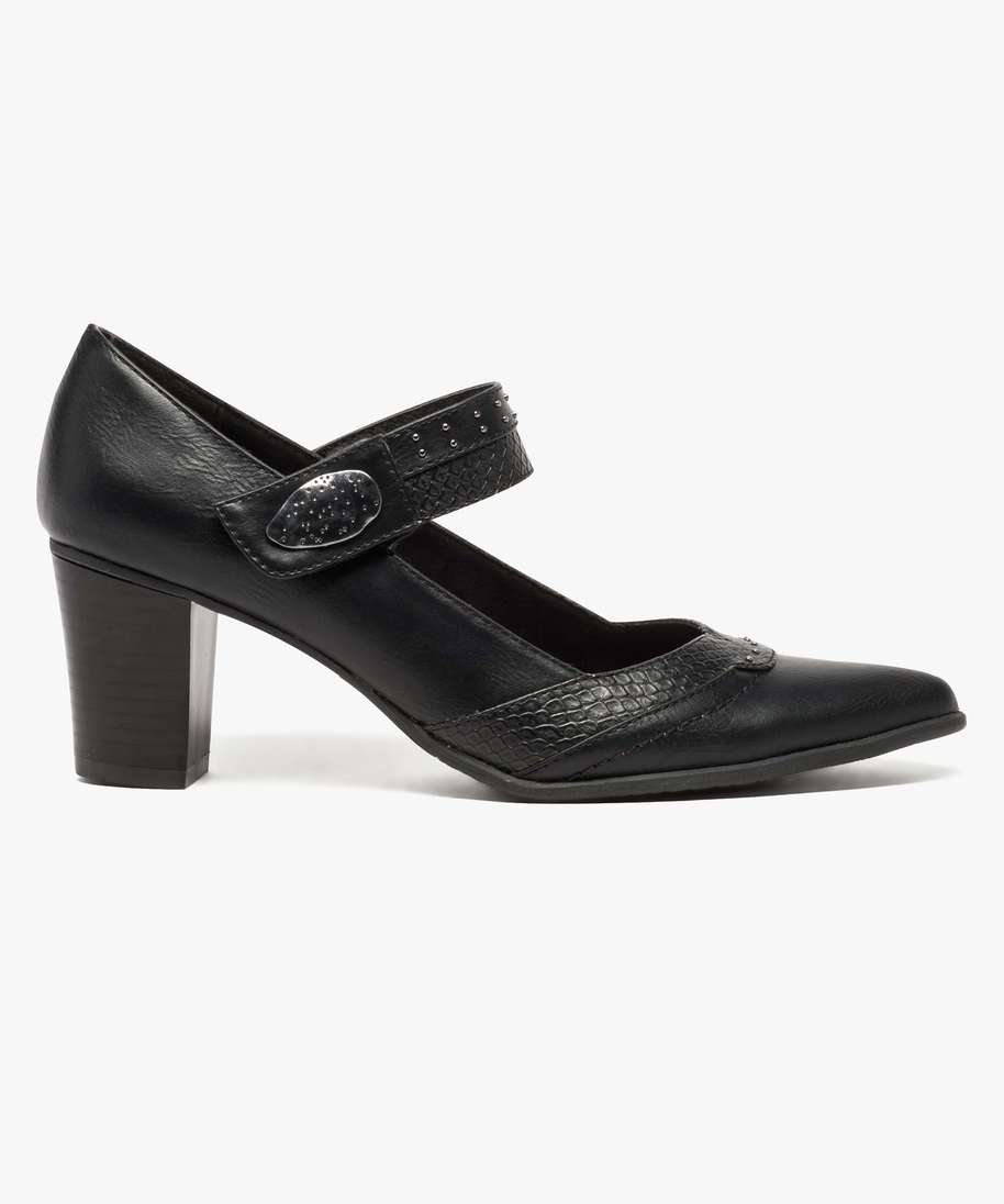 escarpins bimatieres a bride scratch et bout pointu noir escarpins