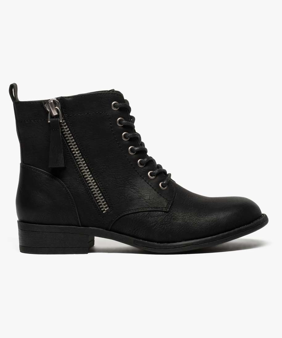 boots femme style rangers a zip noir