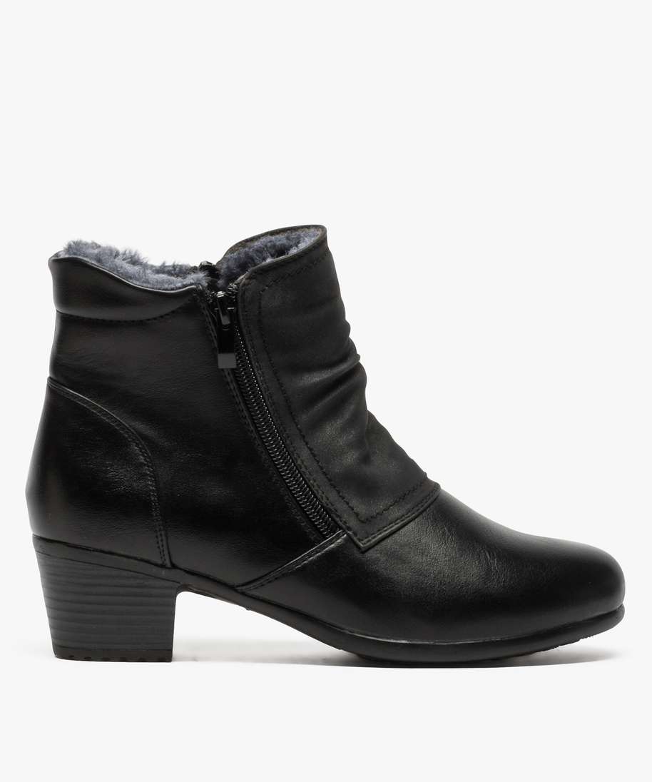boots femme confort a talon avec doublure douce noir