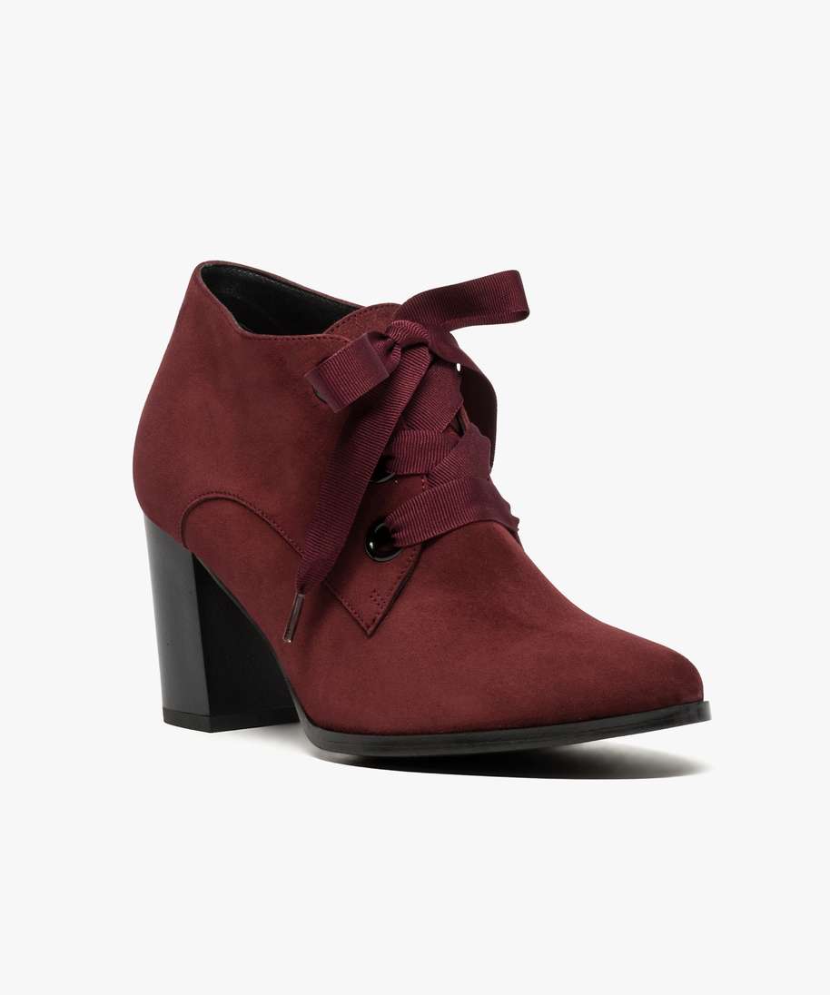 boots richelieu a talon avec lacets rubans rouge bottines et boots ...