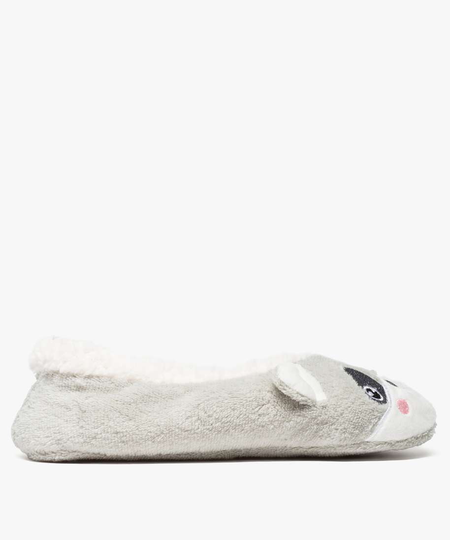 chaussons femme extra souples motif animal en relief gris femme G MO