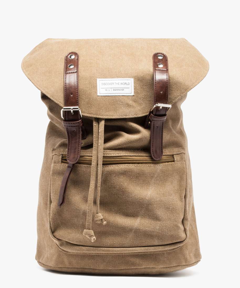 sac a dos homme en toile epaisse esprit aventure vert sacs homme GEMO