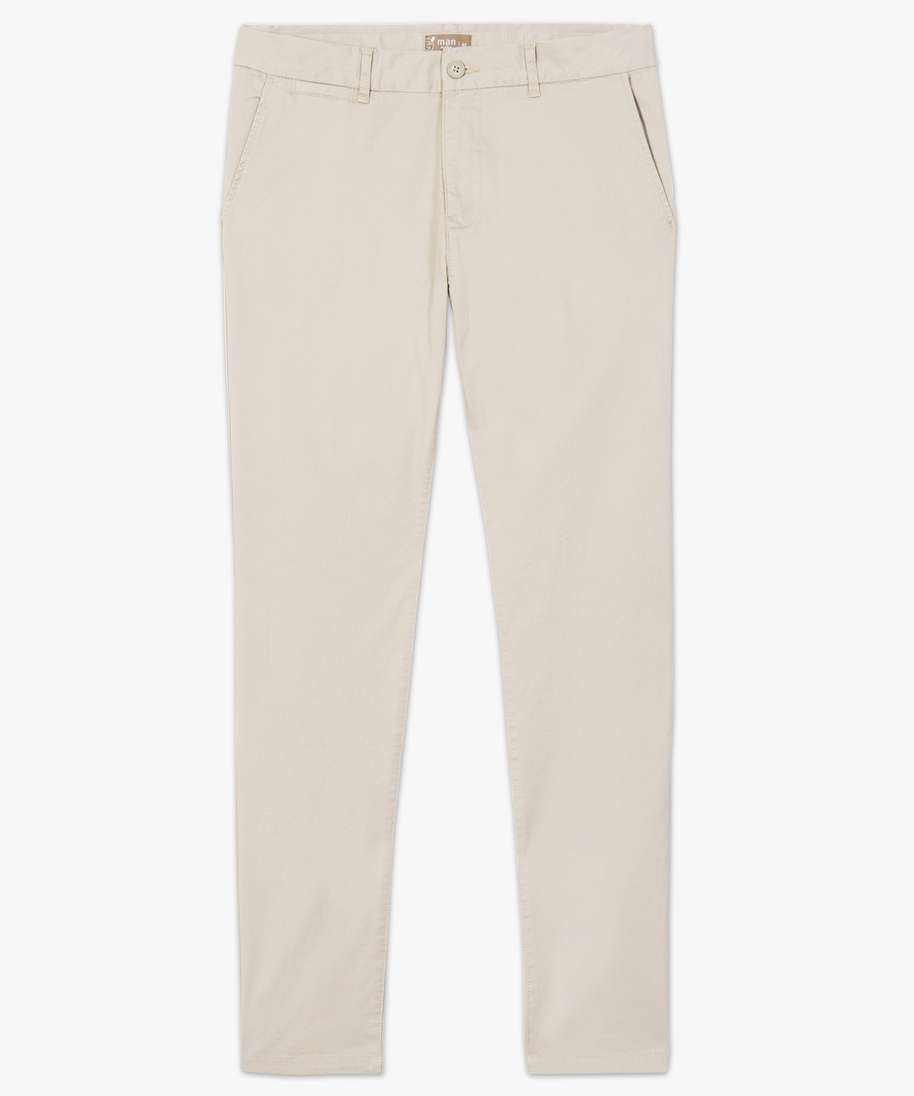 pantalon homme grande taille chino en stretch coupe straignt beige