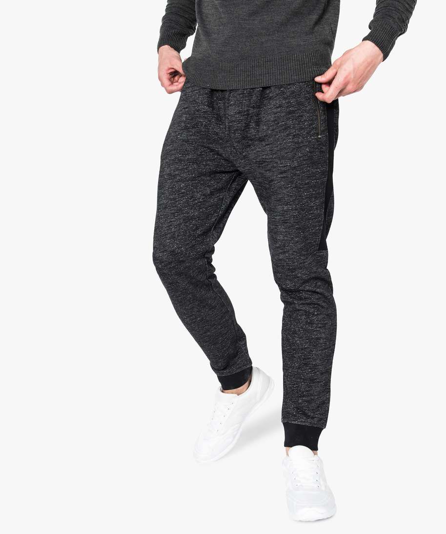 Gemo Vetements Pantalon De Jogging Chine Avec Bandes Laterales Gris Homme Gemo
