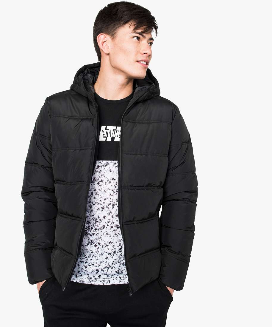 Noir Chiné Veste Sports Puffer - pour Homme