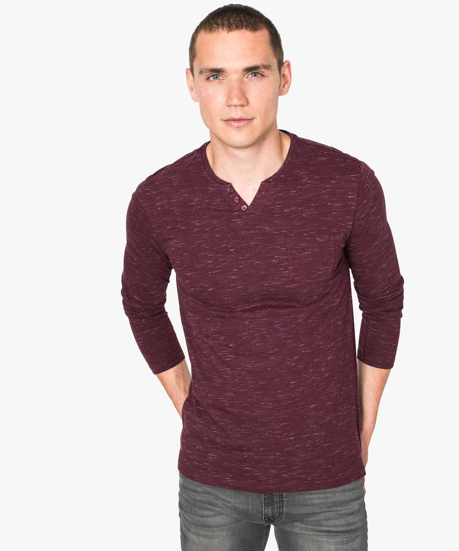Tee shirt homme top manche longue col v