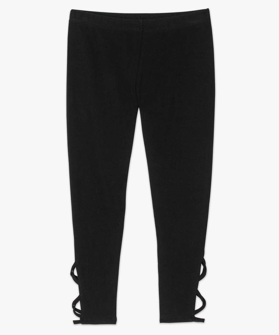 legging court lacage fantaisie en bas de jambe noir leggings et jeggings femme GEMO