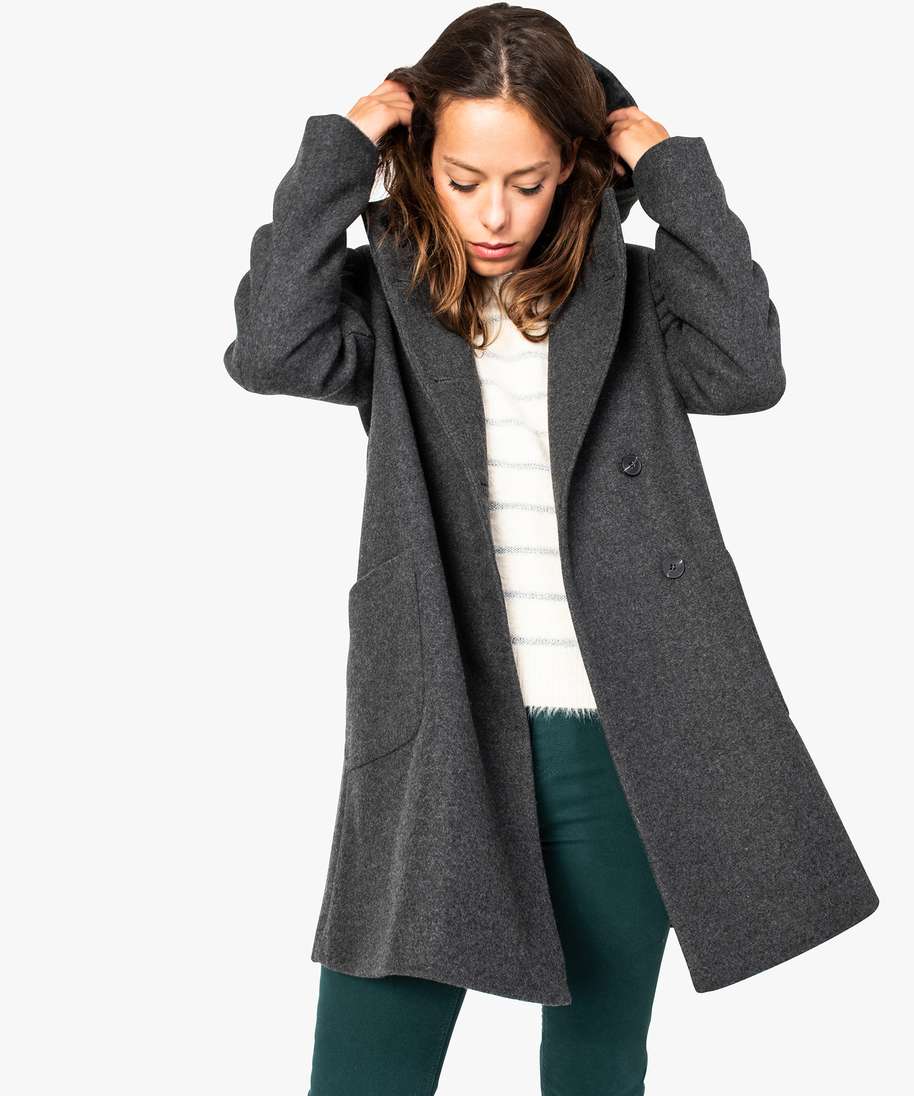 manteau duffle coat femme gris