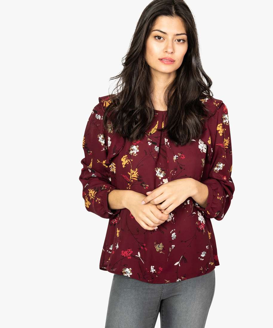 blouse imprimee avec emmanchures volantees rouge blouses femme GÉMO