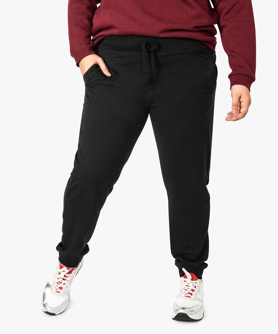 pantalon de jogging femme en jersey bouclette avec ceinture plate