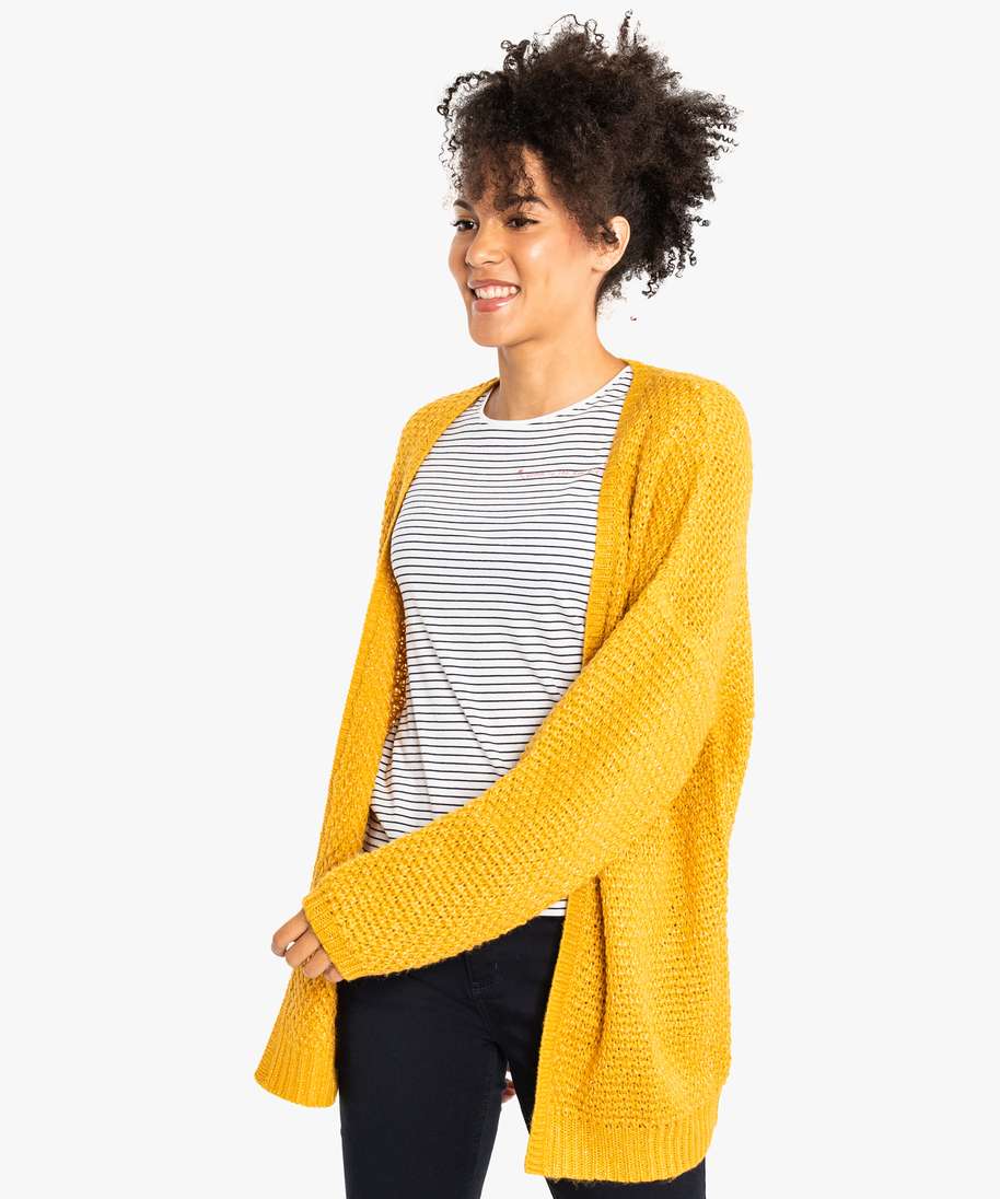 gilet grosse maille jaune