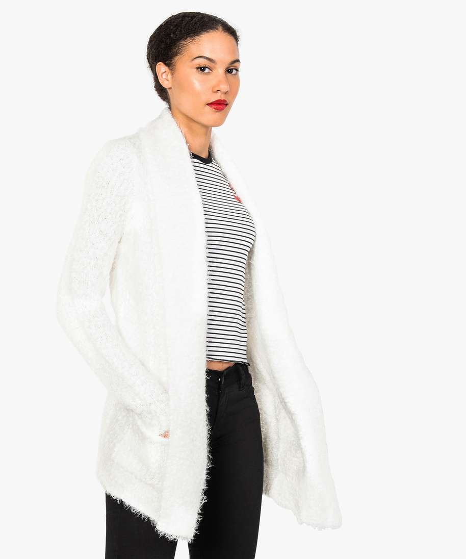 gilet femme maille duveteuse