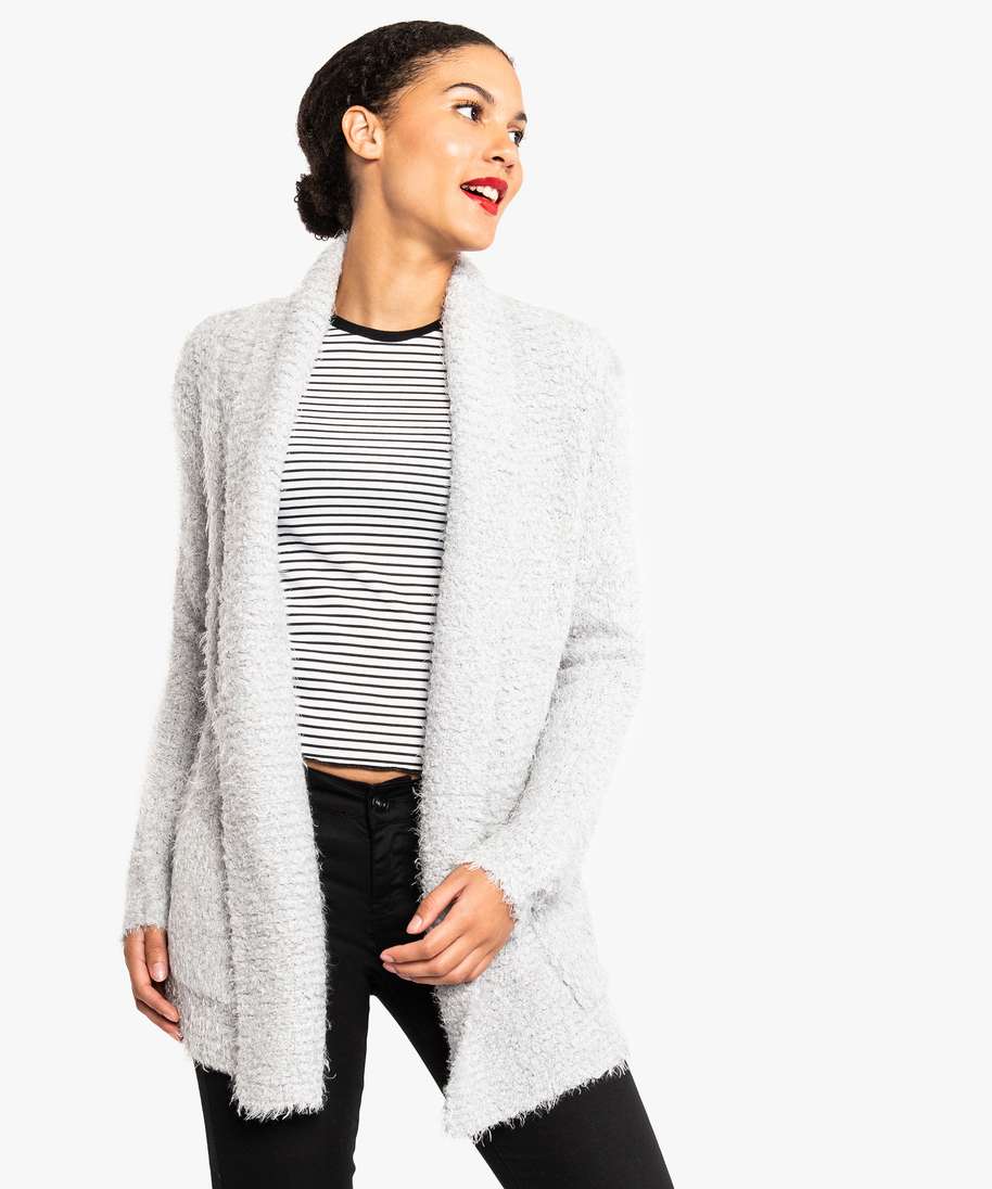 Gilet col chale femme best sale