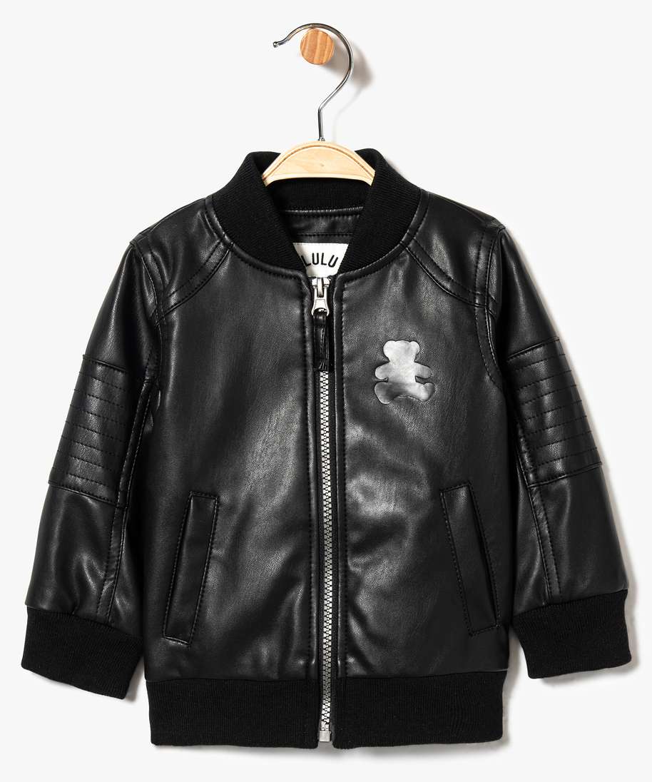 blouson bebe garcon style bomber - lulu castagnette noir