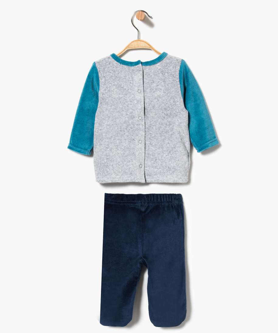 pyjama bebe garcon 2 pieces en velours avec motif tigre avec pieds multicolore pyjamas velours bebe GEMO