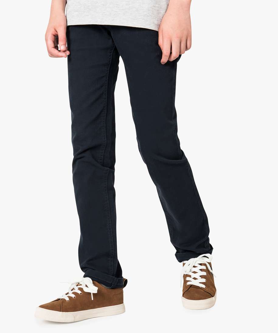 pantalon garcon poches coupe slim en stretch bleu pantalons