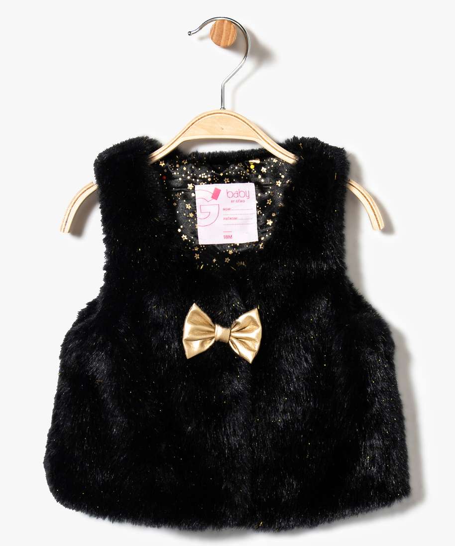 Gemo Vetements Fille Gilet Sans Manche Avec Details Dores Noir Bebe Gemo