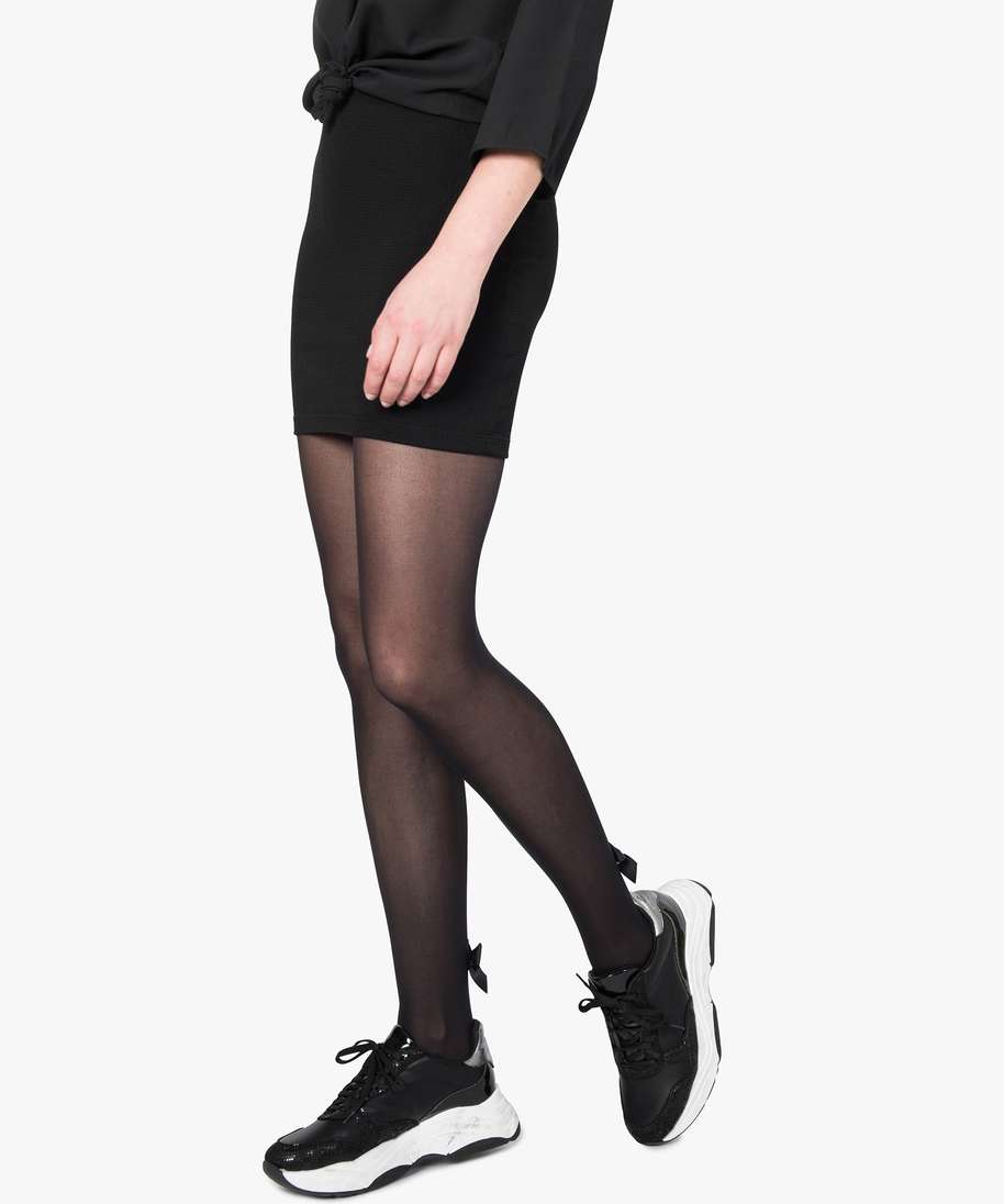 collant opaque avec noeud sur le cote de la jambe noir collants femme