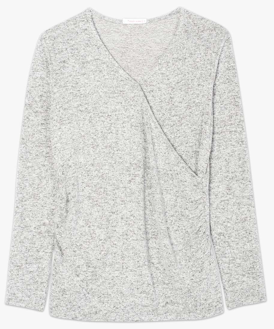 SHEIN T-shirt De Maternité Rayé Noir Et Blanc À Manches Longues Et Col