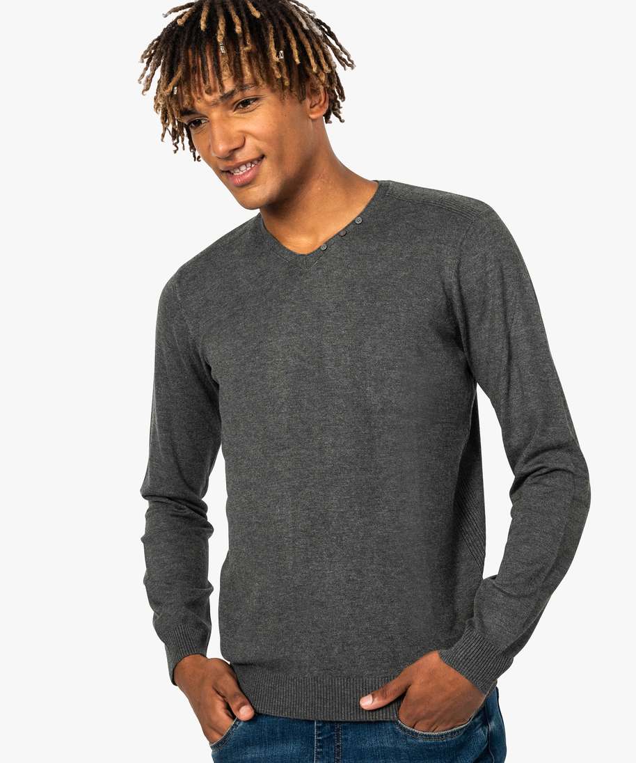 Pull Homme Maille Fine Pull Contraste Daim épaules patchs 100% coton NEUF