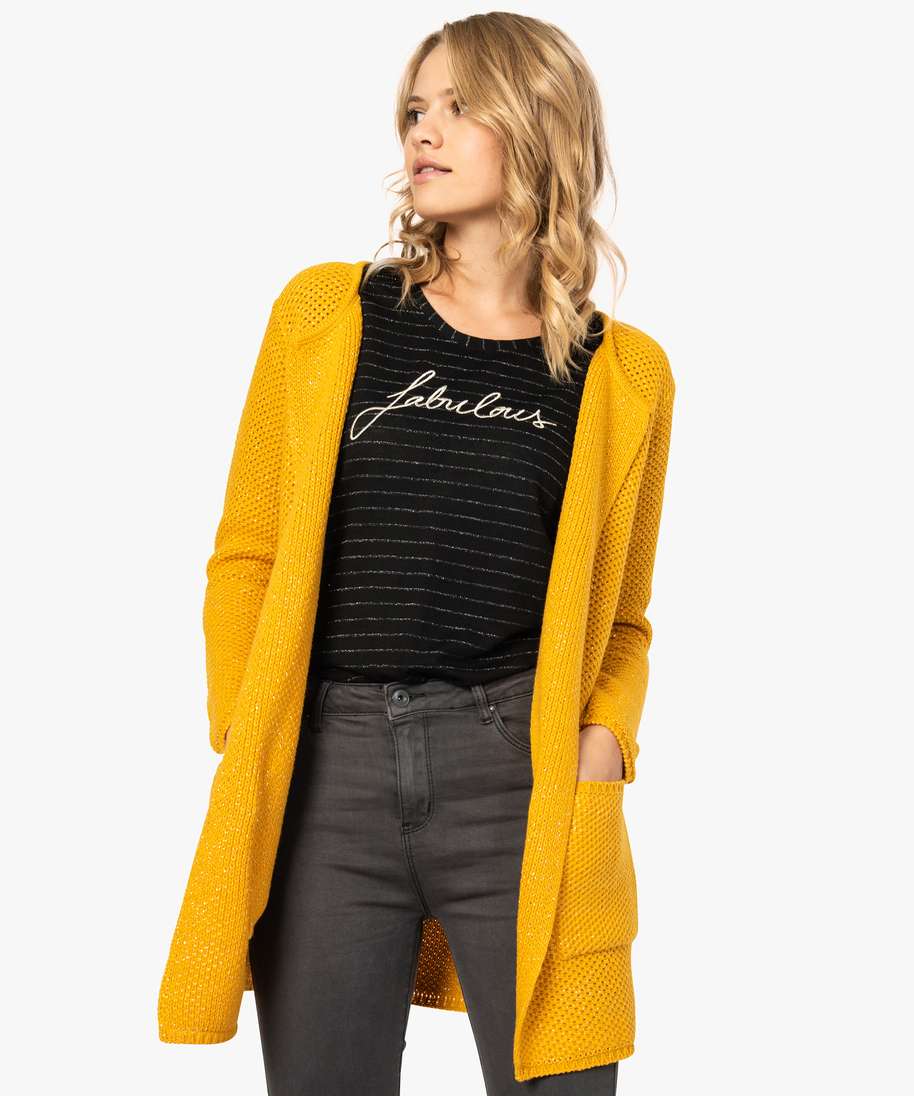 gilet maille jaune