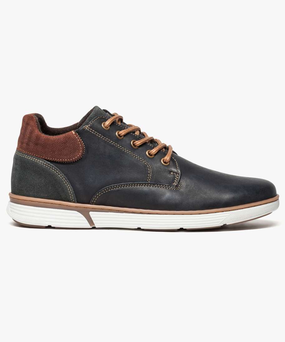 baskets homme semi-montantes avec dessus cuir allure sport chic bleu  baskets et tennis homme