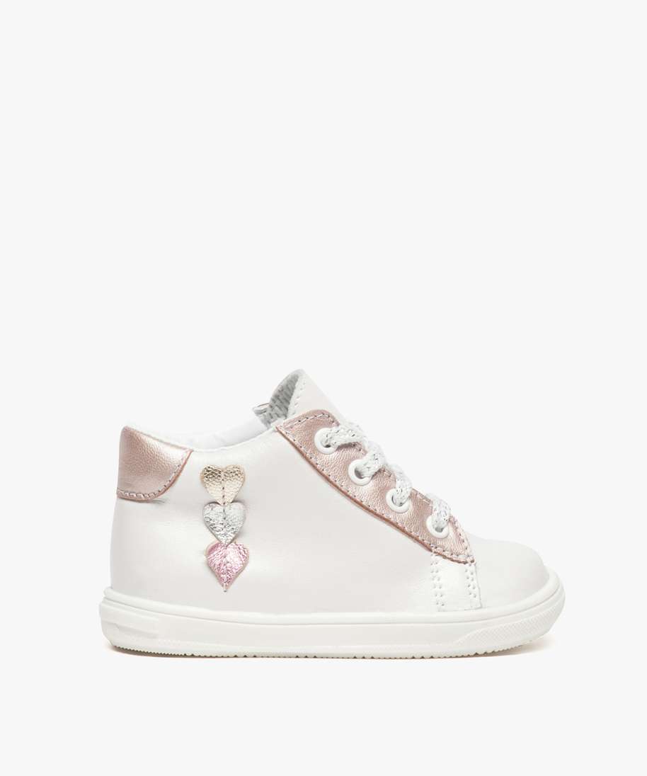 chaussures premiers pas bebe fille avec motifs coeurs blanc chaussures de  parc bebe