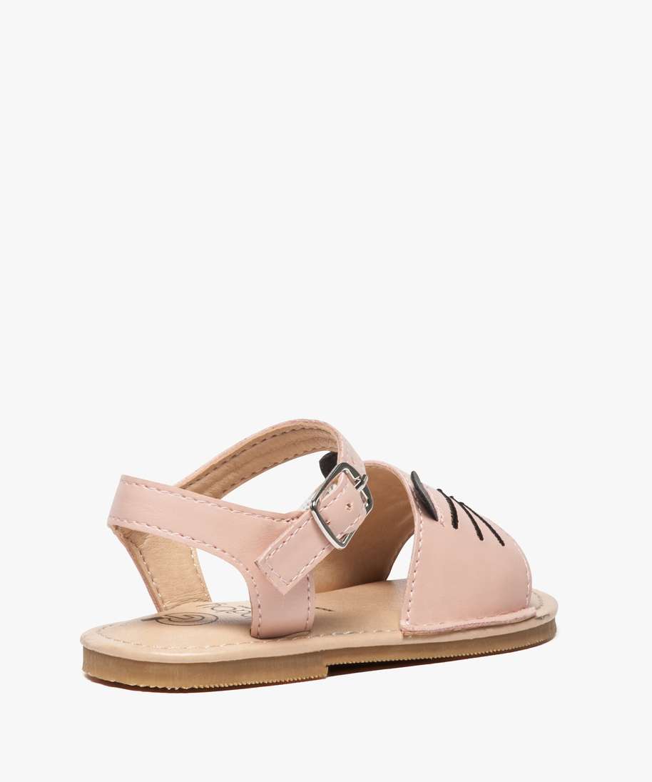 Gemo Chaussures Fille Sandales Bebe Fille Avec Motif Tete De Chat Brode Rose Sandales Et Nu Pieds Bebe Gemo