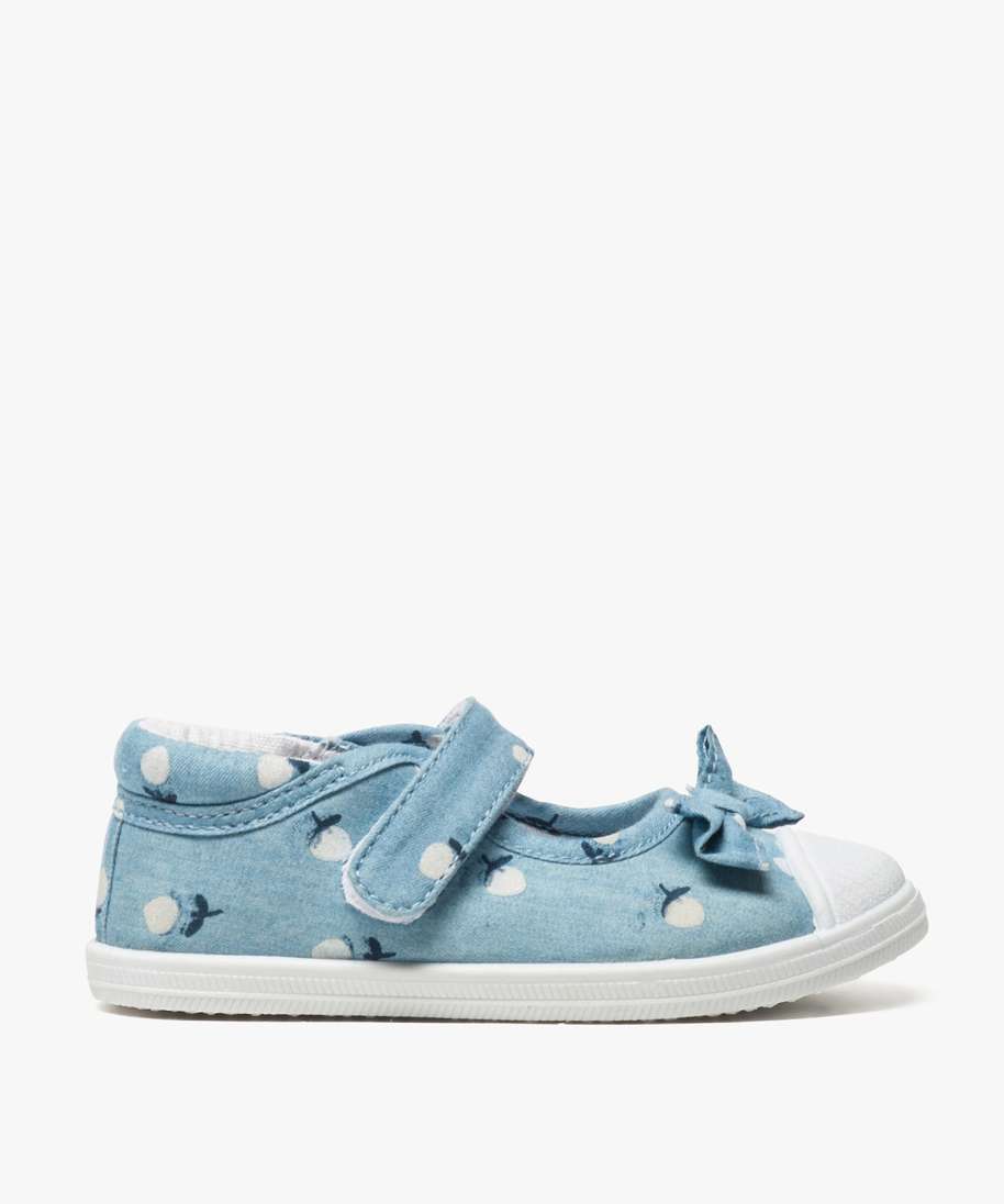 Gemo Chaussures Fille Tennis Bebe Fille En Toile Facon Babies A Scratch Bleu Ballerines Et Babies Bebe Gemo