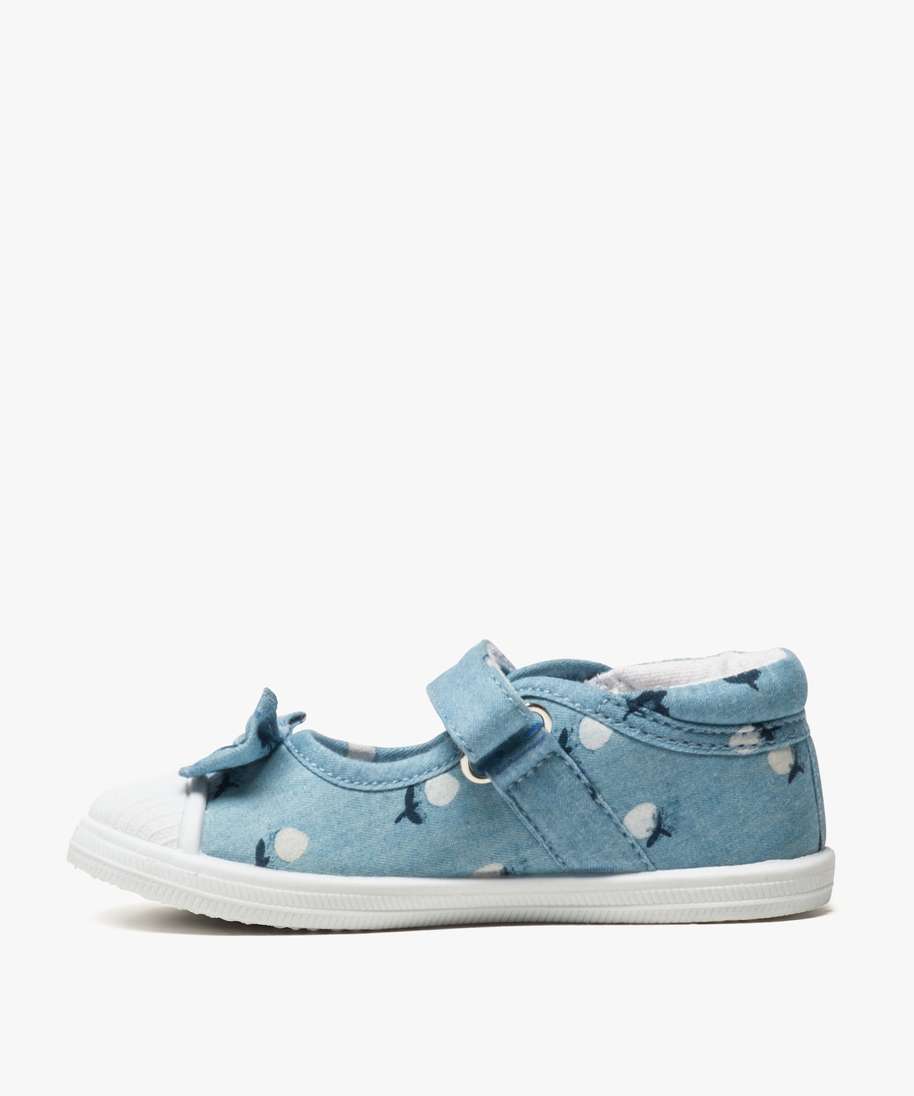 tennis bebe fille en toile facon babies a scratch bleu chine baskets et  tennis
