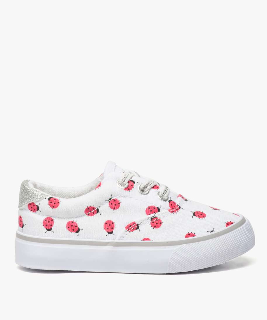 Gemo Chaussures Fille Tennis Bebe Fille Avec Motifs Coccinelles Et Paillettes Blanc Baskets Et Tennis Bebe Gemo