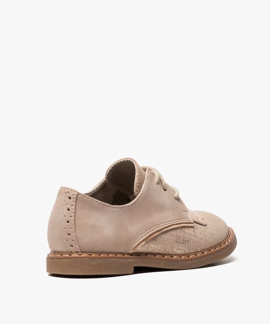 derbies fille multimatieres de textile avec patte mexicaine vernie rose ballerines fille GEMO