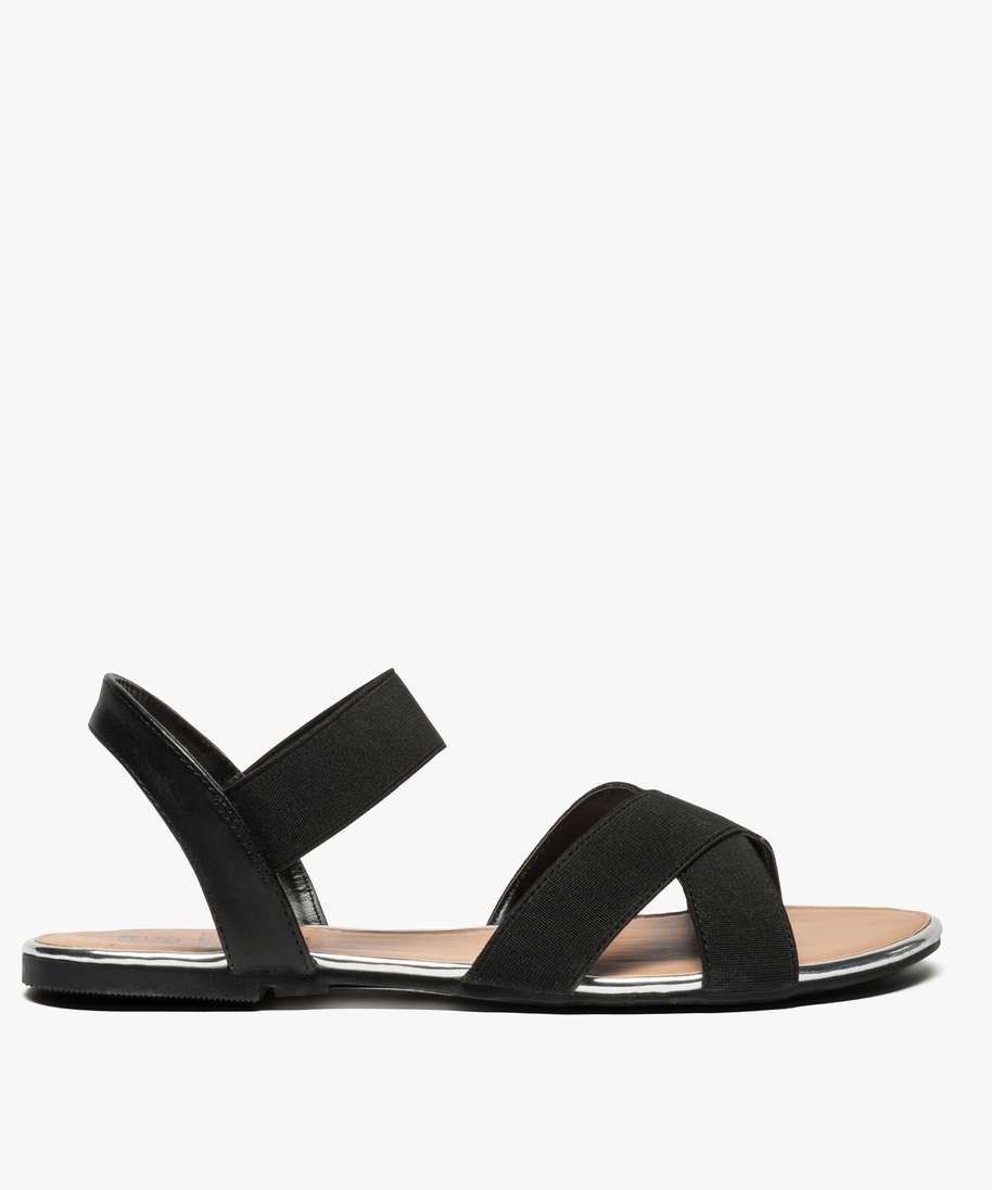 sandales femme avec brides croisees a talon plat noir sandales plates et nu pieds femme GEMO