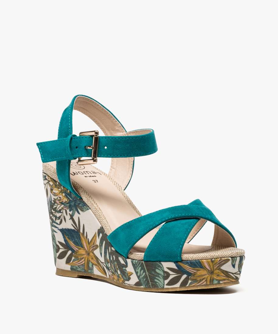 Chaussure compensée fleurie outlet