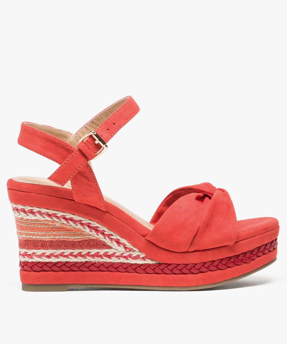 Sandales compensées rouge femme hotsell