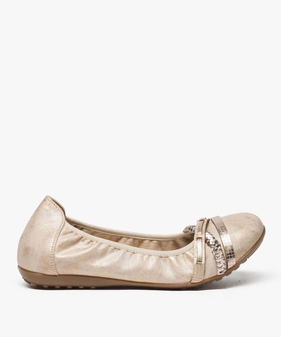 ballerines femme souples a brides metallisees jaune ballerines