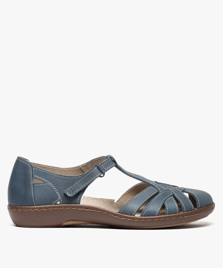 chaussures confort femme avec entrelacs de brides bleu ballerines