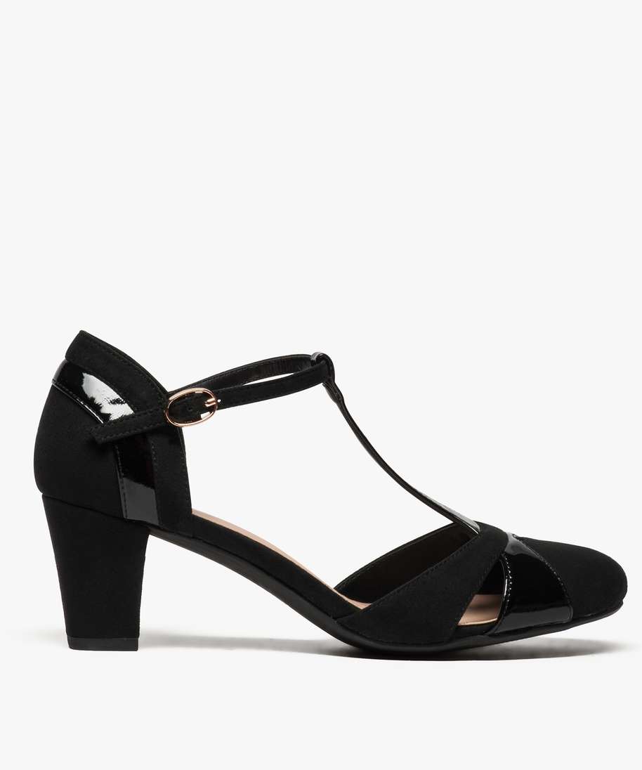 escarpins femme salomes bimatieres noir escarpins femme GEMO