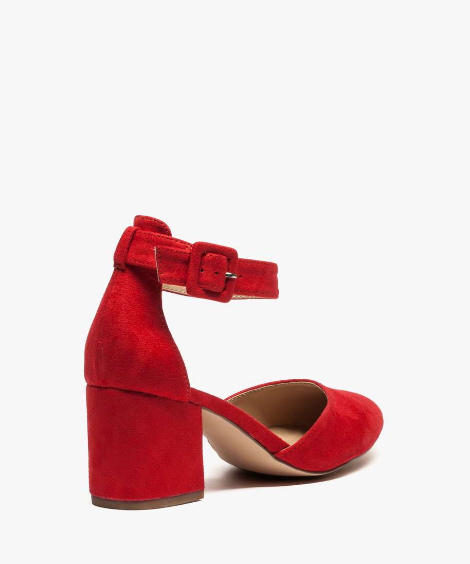 escarpins femme a talon carre en suedine avec bride rouge standard escarpins talon carre femme GEMO