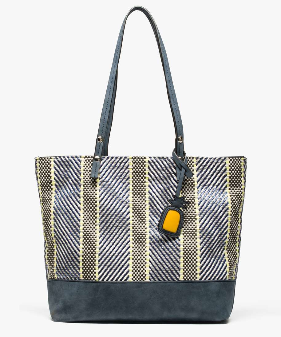 sac cabas femme en textile multicolore bleu cabas grand volume