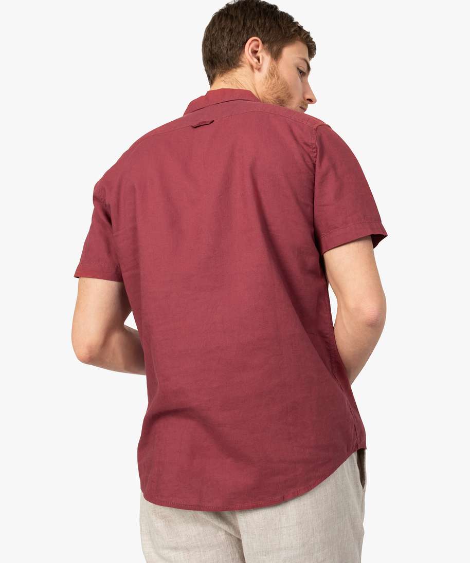 Chemise Homme TU Manches Courtes Lin/Coton – Taille M – Rose – Très Bon état