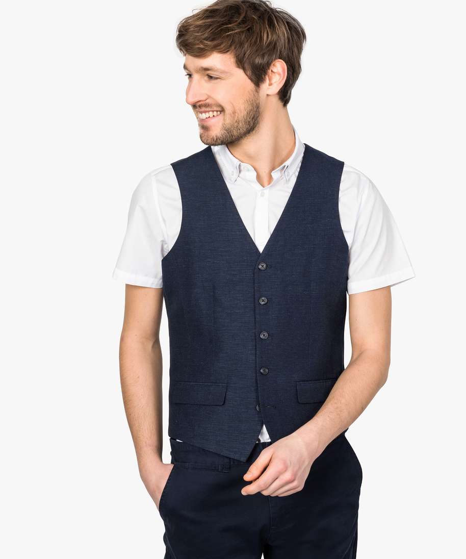 gilet de costume homme en lin avec doublure fantaisie bleu vestons gilets  de costume homme | GÉMO