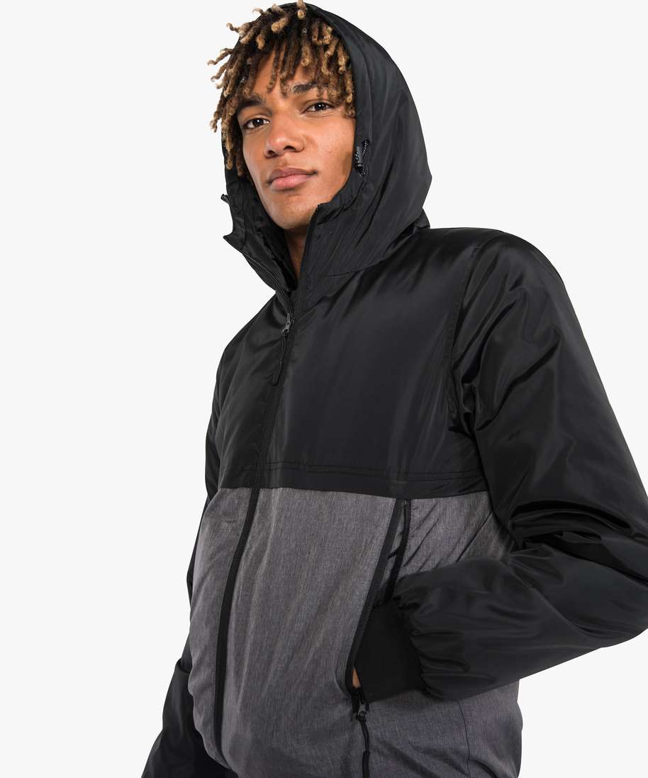 Gemo vetements blouson homme bicolore a capuche gris homme | G??MO