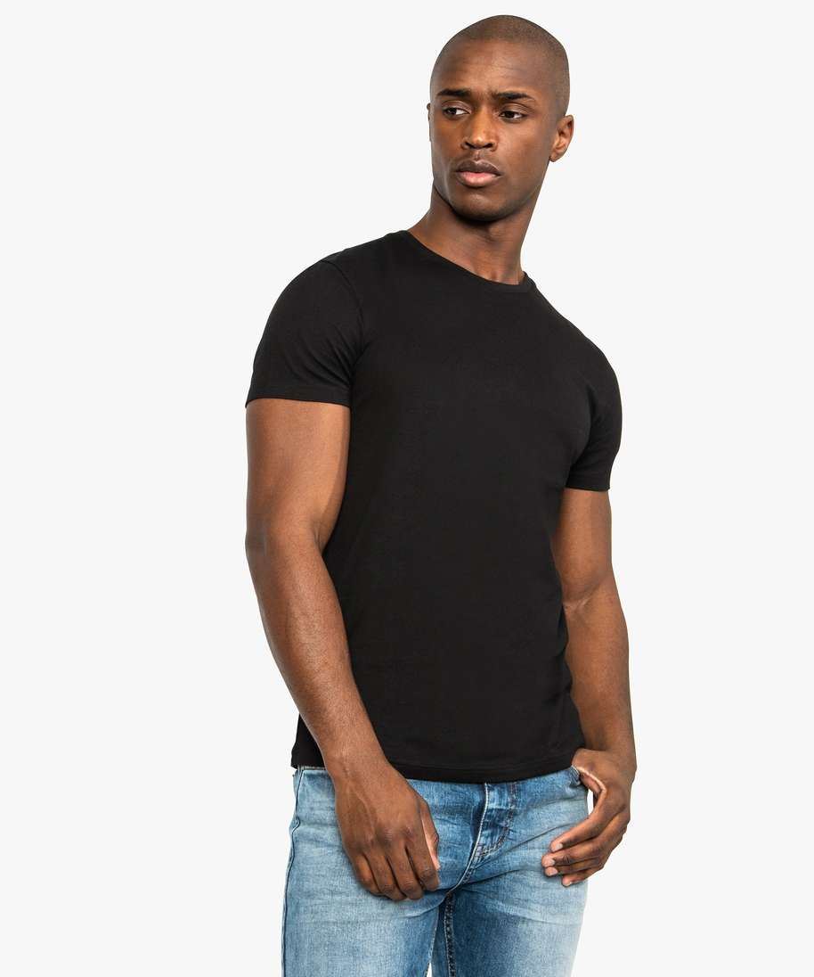tee-shirt homme slim fit uni en coton biologique noir tee-shirts homme