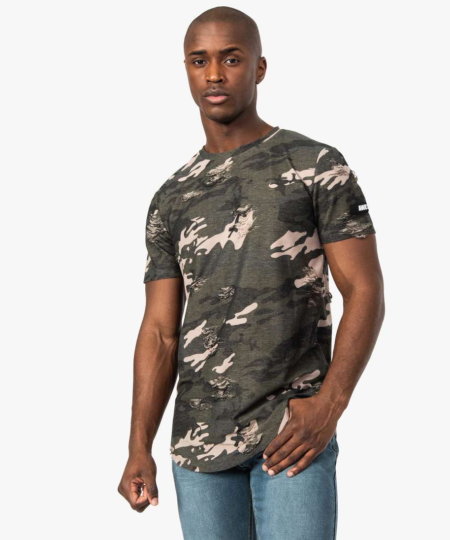 tee shirt homme imprime camouflage a manches courtes imprime tee shirts homme GEMO