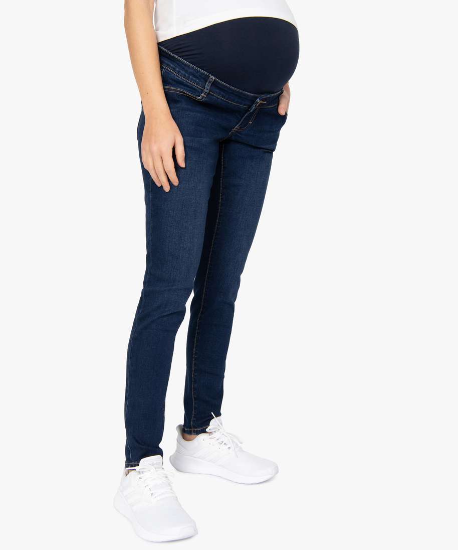 jean de grossesse slim 4 poches avec bandeau jersey bleu
